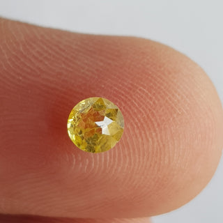 0.59CTW/4.7mm Clear Yellow/Green Faceted Round Shaped Rose Cut Diamond Loose, Old Rose Cut Diamond Ring, Extra Lustre More Facets, DDS744/13