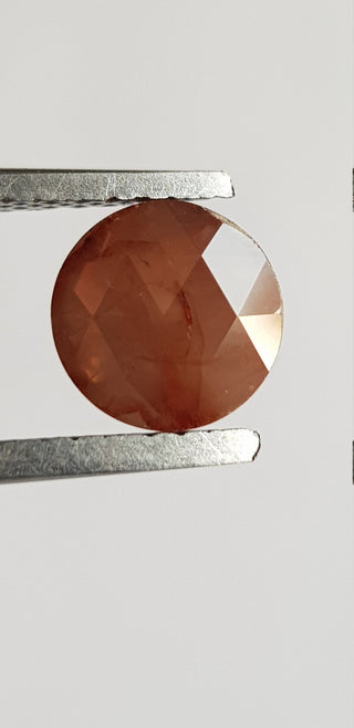 1.21CTW/6.9mm Natural Brown/Red Round Rose Cut Faceted Diamond Loose, Round Red Loose Diamond For Ring, DDS745/1