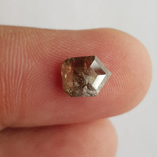 1.60CTW/8.5mm Clear Brown Shield Shaped Rose Cut Diamond Loose Cabochon, Faceted Diamond Rose Cut Cabochon, DDS518/4