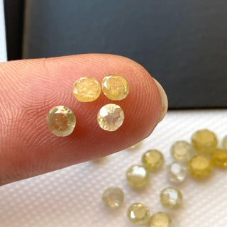 Set Of 5 Pieces 3mm To 3.5mm Yellow Disc Shape Round Rose Cut Diamond Loose, Both Side Faceted Flat Diamond Cabochon, DDS511/16