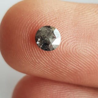 0.34CTW/4.8mm Clear Black Salt And Pepper Round Shape Rose Cut Faceted Diamond Loose Cabochon For Ring, DDS746/34