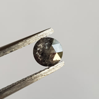 0.34CTW/4.8mm Clear Black Salt And Pepper Round Shape Rose Cut Faceted Diamond Loose Cabochon For Ring, DDS746/34