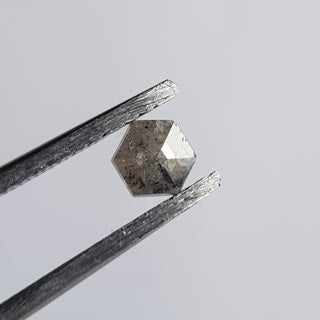 0.33CTW/4.5mm Natural Grey Hexagon Shield Shaped Salt And Pepper Rose Cut Diamond Loose, Faceted Rose Cut Loose Diamond Ring, DDS673/34