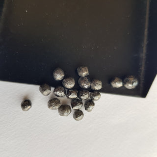 6 Pieces 3.5mm to 5mm Black Natural Rough Round Diamonds Loose, Easy To Set Loose Black Diamond For Ring Earring, DDS742/8