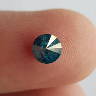 0.89CTW/5.8mm Treated Blue Faceted Round Brilliant Cut Diamond Loose, Solitaire Full Cut Loose Diamond For Ring, DDS743/5