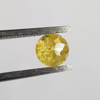 0.84CTW/5.4mm Natural Yellow Faceted Round Rose Diamond Loose, Old Rose Cut Loose Diamond For Ring, Extra Lustre More Facets, DDS744/1