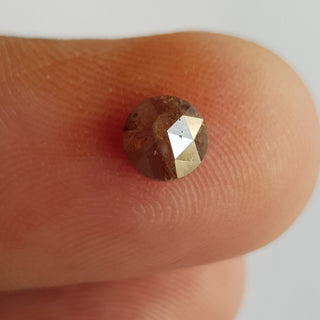0.75CTW/5.4mm Clear Brown/Red Round Shaped Rose Cut Faceted Diamond Loose Cabochon Round Faceted Rose cut Loose Diamond For Ring, DDS746/16