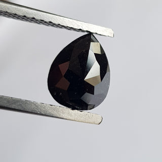 1.66CTW/8.1mm Rare Natural Black Pear Shaped Rose Cut Diamond Loose, Faceted Rose Cut Loose Earth Mined Diamond Cabochon For Ring,DDS743/1