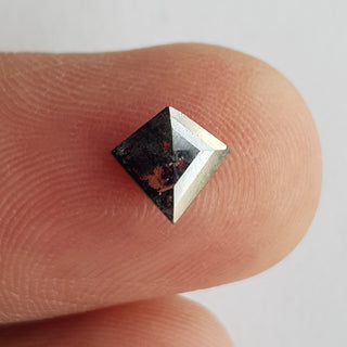 7.5mm/0.88CTW Clear Black Salt And Pepper Fancy Kite Shaped Rose Cut Loose Diamond, Faceted Rose Cut Loose Diamond For Ring, DDS749/29