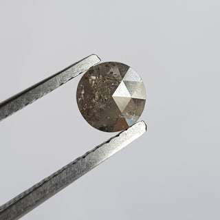 0.71CTW/5.6mm Grey Salt And Pepper Round Shaped Rose Cut Faceted Diamond Loose Cabochon, Faceted Rose Cut Loose Diamond For Ring, DDS746/21