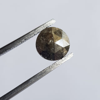 1.42CTW/7.2mm Grey Salt And Pepper Round Shaped Rose Cut Faceted Diamond Loose Cabochon, Faceted Rose Cut Loose Diamond For Ring, DDS746/1