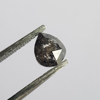 0.92CTW/6.5mm Clear Black Salt And Pepper Pear Shaped Rose Cut Diamond Loose Cabochon, Faceted Rose Cut Loose Diamond For Ring,DDS750/1