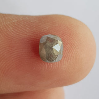 1.10CTW/6mm Clear Grey Salt And Pepper Cushion Shaped Faceted Rose Cut Diamond Loose Cabochon, Rose Cut Loose Diamond For Ring, DDS750/10