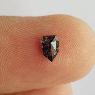 6mm/0.35CTW Clear Black Fancy Shield Shaped Salt And Pepper Rose Cut Diamond Loose Cabochon, Faceted Rose Cut Diamond For Ring, DDS750/11