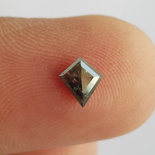 0.40CTW/6mm Clear Black Salt And Pepper Fancy Kite/Shield Shaped Rose Cut Diamond  Loose Cabochon, Faceted Rose Cut Diamond Ring, DDS750/12