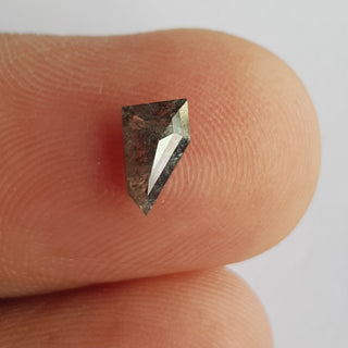 7.9mm/0.68CTW Clear Black Fancy Shield Abstract Shaped Salt And Pepper Rose Cut Diamond Loose Cabochon, DDS750/22