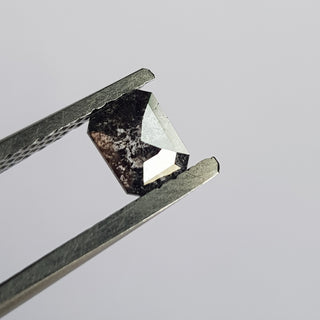 4.9mm/0.36CTW Clear Black Emerald Cut Salt And Pepper Rose Cut Loose Diamond, Faceted Rose Cut Diamond Loose Cabochon, DDS750/32