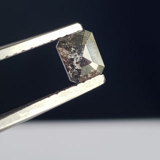 4.9mm/0.36CTW Clear Black Emerald Cut Salt And Pepper Rose Cut Loose Diamond, Faceted Rose Cut Diamond Loose Cabochon, DDS750/32