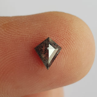 0.43CTW/6.7mm Clear Black Salt And Pepper Fancy Kite/Shield Shaped Rose Cut Diamond Loose Cabochon, Faceted Rose Cut Diamond Ring, DDS750/37