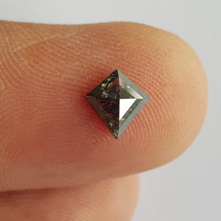 0.67CTW/6.9mm Clear Black Salt And Pepper Fancy Kite/Shield Shaped Rose Cut Diamond Loose Cabochon, Faceted Rose Cut Diamond Ring, DDS750/44