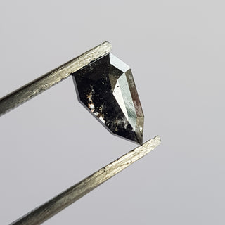 8.6mm/0.96CTW Clear Black Salt And Pepper Fancy Shield Shaped Rose Cut Loose Diamond, Faceted Rose Cut Loose Diamond For Ring, DDS749/33