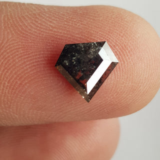 8mm/1.11CTW Clear Black Shield Shaped Salt And Pepper Rose Cut Diamond Loose Cabochon, Faceted Rose Cut Loose Diamond For Ring, DDS749/5