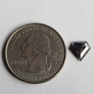 8mm/1.11CTW Clear Black Shield Shaped Salt And Pepper Rose Cut Diamond Loose Cabochon, Faceted Rose Cut Loose Diamond For Ring, DDS749/5