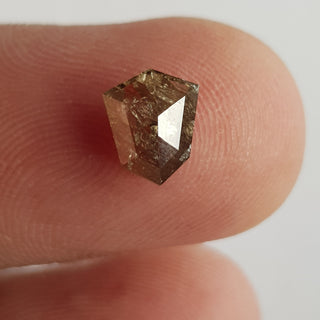 7.8mm/1.37CTW Clear Brown Shield Shaped Rose Cut Diamond Loose Cabochon, Faceted Rose Cut Loose Diamond For Ring, DDS749/9