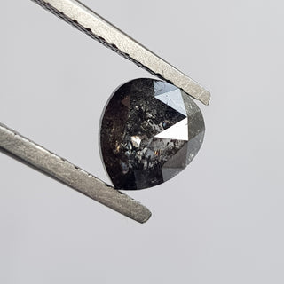 1.06CTW/6.8mm Clear Black Salt And Pepper Pear Shaped Rose Cut Diamond Loose Cabochon, Faceted Rose Cut Loose Diamond For Ring,DDS749/16