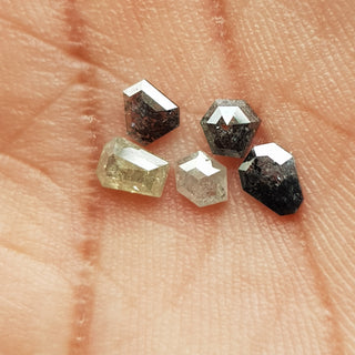 Set Of 5 Pieces 4.3mm to 4.5mm Clear Grey/Black Mixed Shield Shaped Faceted Rose Cut Diamond Loose, Rose Cut Diamond For Ring, DDS749/37