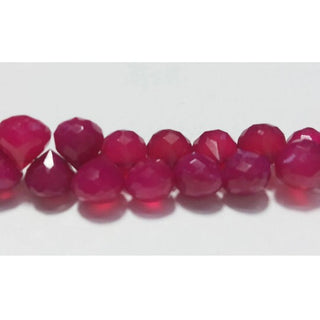 Pink Chalcedony Onion Briolette Beads, Chalcedony Beads, Faceted Gemstones, 7x7mm Each, Sold As 4.5 Inch & 9 Inch  Strand, SKU-M