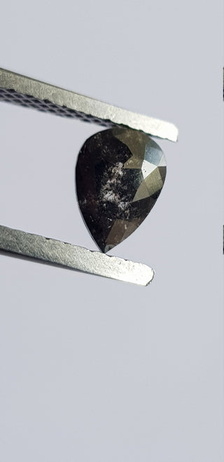 0.46CTW/6.3mm Clear Black Salt And Pepper Pear Shaped Rose Cut Diamond Loose Cabochon, Faceted Rose Cut Loose Diamond For Ring,DDS750/9