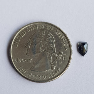 6mm/0.35CTW Clear Black Fancy Shield Shaped Salt And Pepper Rose Cut Diamond Loose Cabochon, Faceted Rose Cut Diamond For Ring, DDS750/11