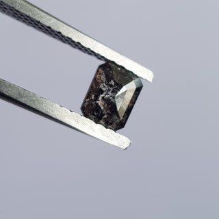 4.9mm/0.36CTW Clear Black Emerald Cut Salt And Pepper Rose Cut Loose Diamond, Faceted Rose Cut Diamond Loose Cabochon, DDS750/32