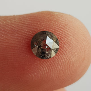 0.53CTW/5.4mm Natural Clear Black Salt And Pepper Round Shaped Faceted Rose Cut Diamond Loose Cabochon, DDS752/4