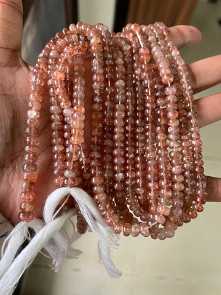 5 Strands Wholesale Sunstone Beads, Smooth Rondelle Beads, 6mm Beads, 13 Inches Each