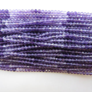 12 Inch Strand 4mm Natural Amethyst Faceted Rondelles Beads, Shaded Purple Amethyst Round Beads, Sold As 1 Strand/10 Strand, GDS1482