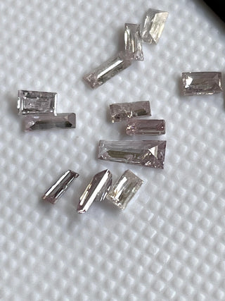 10 Pieces 3mm To 4.5mm Natural Light Pink Baguette Diamond Loose, Natural Untreated Faceted Brilliant Cut Baguette Pink Diamond, DDS632/7