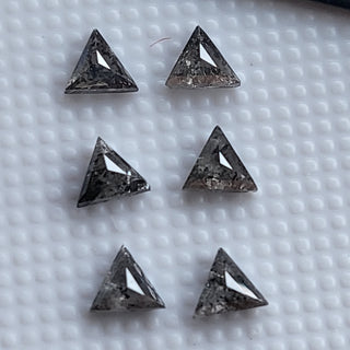 2 Pieces 3mm approx Triangle Shaped Clear Salt And Pepper Diamond Rose Cut Loose Cabochon, Accent Diamond, Diamond Earring DDS680/13