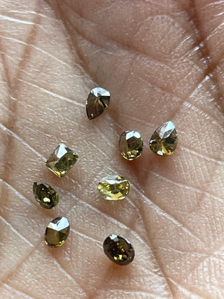 Set Of 8 Clear Green Fancy Mix Shape Double Cut Rose Cut Diamond Loose Cabochon Lot, 2.6mm To 3.2mm Natural Clear Green Diamond, DDS764/4