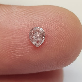 0.30CTW/4.8mm Clear Natural Pink Pear Shaped Rose Cut Diamond Loose, Certified Non Treated Natural Pink Diamond, DDS759/1