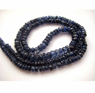 Kyanite Faceted Rondelle Beads, Dark Ink Blue Kyanite, 3mm To 5mm Each, Sold As 9 Inch Half Strand/18 Inch Full Strand, GFJP