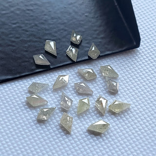 2 Pieces 5x3mm Fancy Kite Shaped White Diamonds Loose Matched Pair Rose Cut Diamond Flat Back Cabochon, DDS680/12