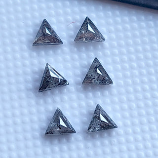 2 Pieces 3mm approx Triangle Shaped Clear Salt And Pepper Diamond Rose Cut Loose Cabochon, Accent Diamond, Diamond Earring DDS680/13