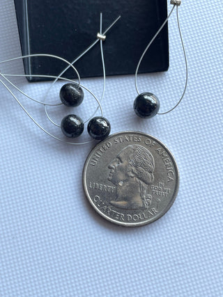 6mm To 7mm Natural Grey Black Smooth Polished Round Diamond Beads, Gray Diamond Ball Shaped Beads, Sold As 1 Bead, DDS729/13-14