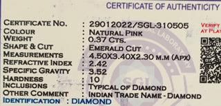 0.37CTW/4.5mm Natural Light Pink Emerald Cut Rose Cut Double Cut Loose Diamond, Certified Non Treated Natural Pink Diamond , DDS758/5