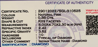 0.38CTW/5mm Clear Natural Pink Fancy Shield Shaped Rose Cut Diamond Loose, Certified Non Treated Natural Pink Diamond, DDS758/17