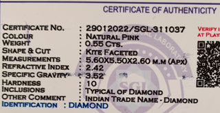 0.55CTW/5.6mm Clear Natural Pink Purple Fancy Shield Shaped Rose Cut Diamond Loose, Certified Non Treated Natural Pink Diamond, DDS760/8