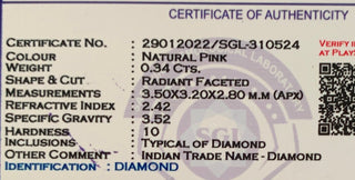0.34CTW/3.5mm Natural Pink Radiant/Emerald Cut Rose Cut Double Cut Diamond Loose, Certified Non Treated Natural Pink Diamond, DDS758/16