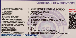 0.28CTW/5mm Clear Natural Pink Fancy Kite Shaped Rose Cut Diamond Loose, Certified Non Treated Natural Pink Diamond, DDS759/7